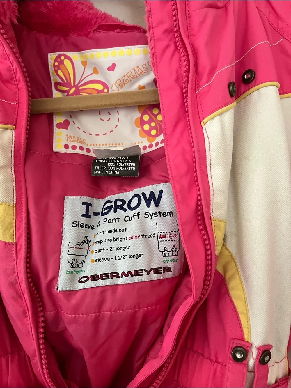Obermeyer Pink and Yellow Girls' Ski Jacket